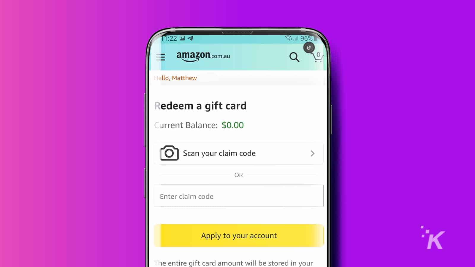 how to redeem amazon gift card through app
