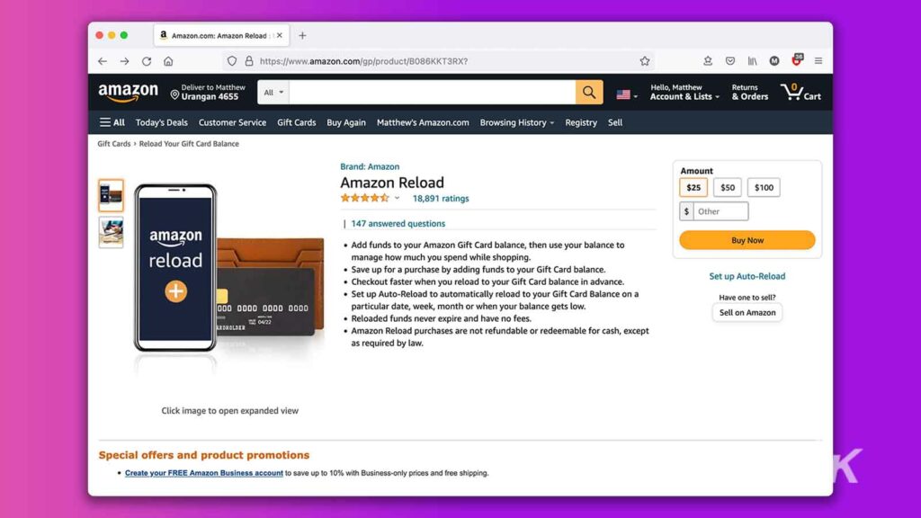 amazon reload gift card