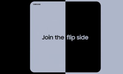 In this image, Samsung is promoting their flip phone products. Full Text: SAMSUNG Join the flip side