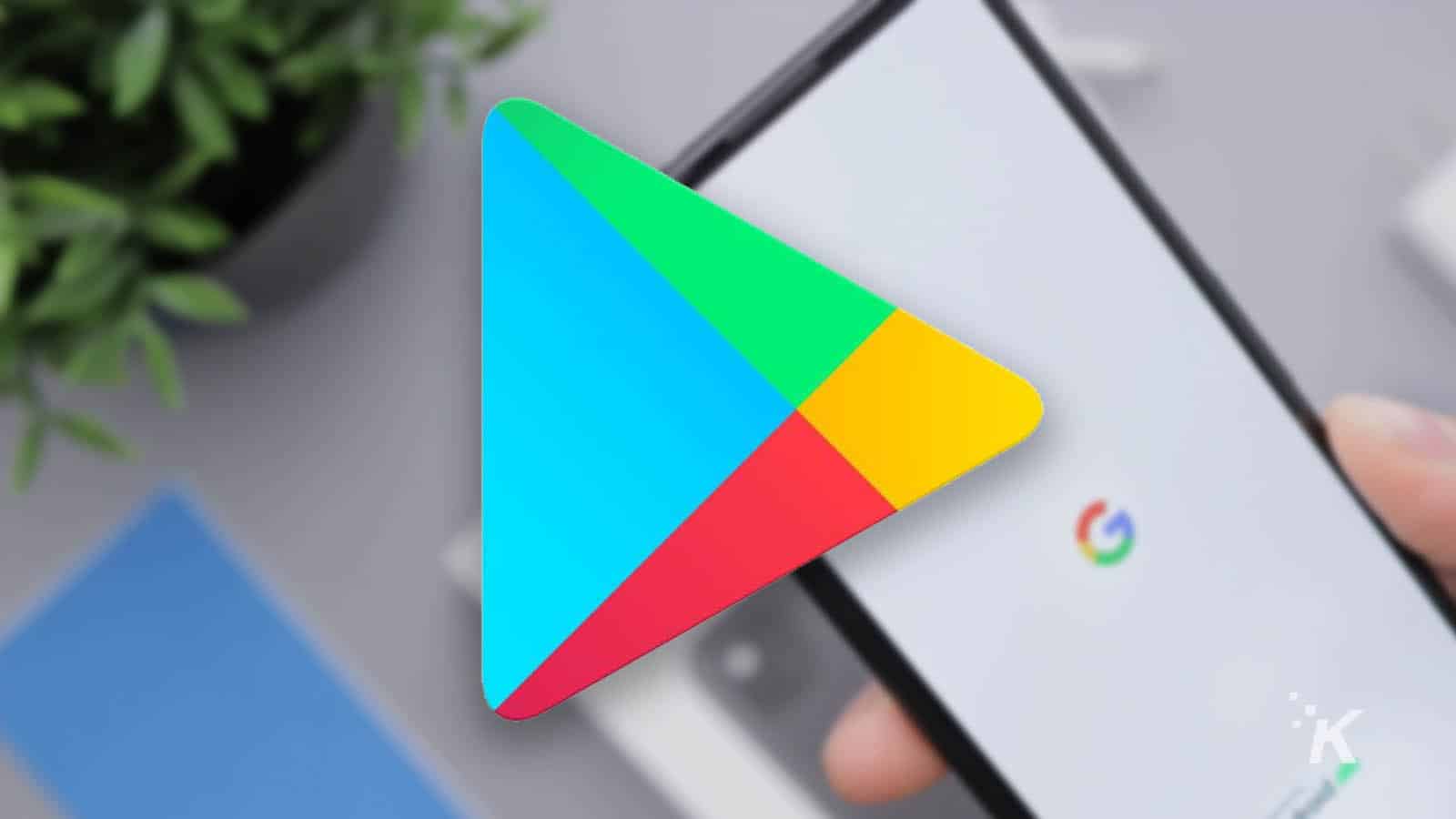 google play store logo with blurred background on android