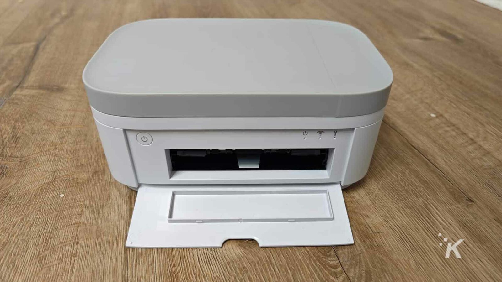 HP printer white on floor