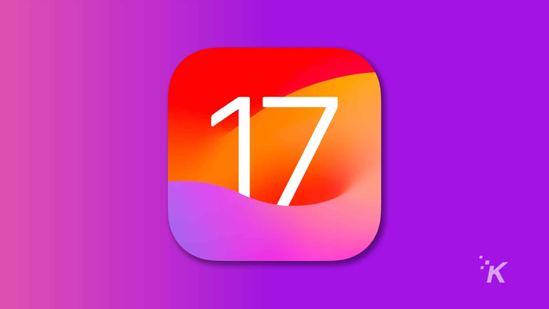 iOS 17 logo in purple background
