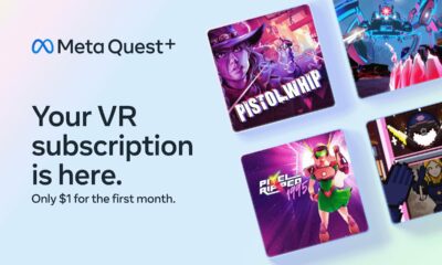 quest vr plus The image is showing a person using a virtual reality (VR) headset and holding a virtual reality gun, indicating that they are about to purchase a subscription to a VR game called "Pistol Whip" for $1 for the first month. Full Text: 00 Meta Quest+ Your VR PISTOL WHIP subscription is here. Only $1 for the first month.