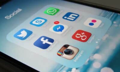 Social media apps on phone used for marketing