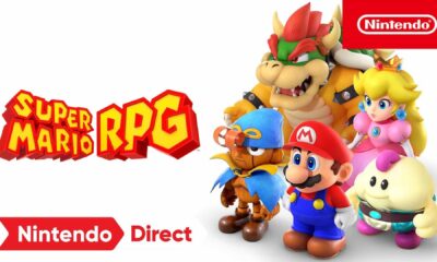 An animated cartoon animal figure is playing a Nintendo SUPER RPG MARIO game in a clipart cartoon animation.