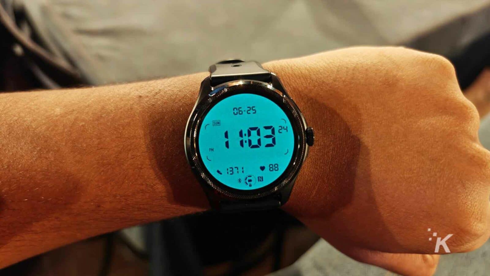 The person is wearing a watch.