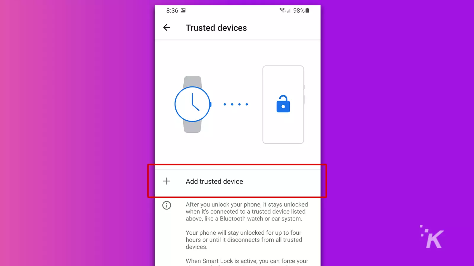 trusted devices add-on android