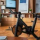 freebeat lit exercise bike in home office over hardwood floor