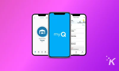 The image shows the myQ app interface opened on mobile phone screen